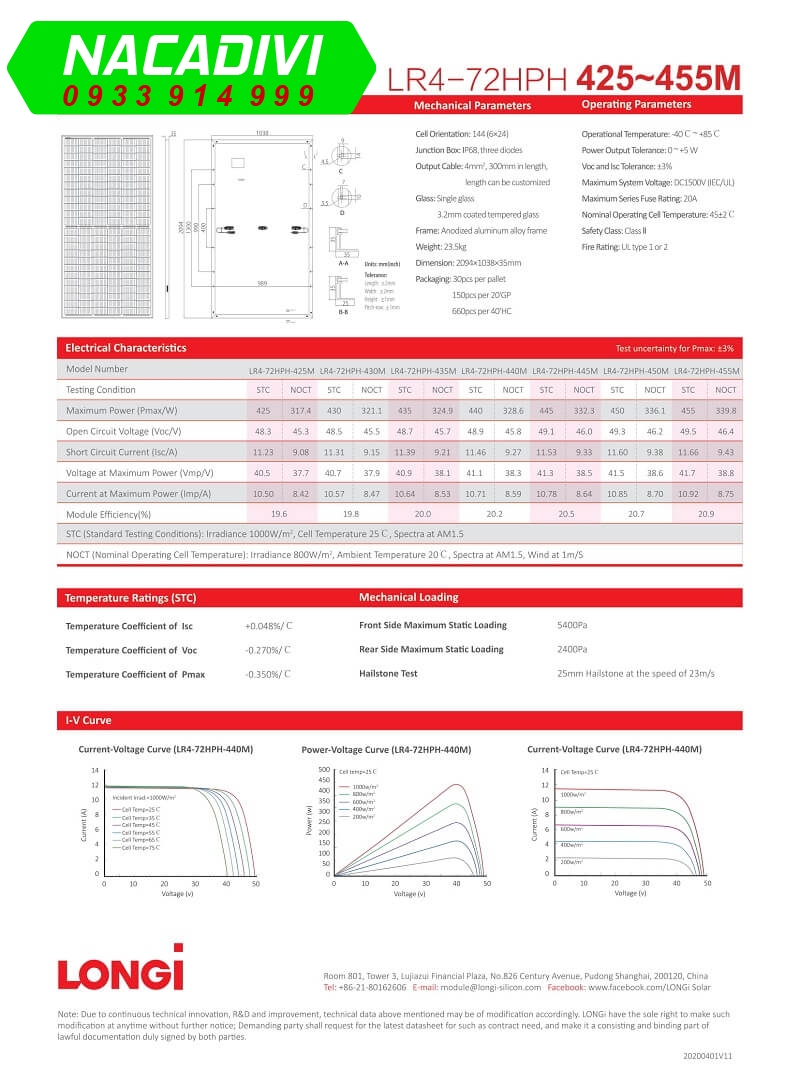 tấm pin longi 445 Wp